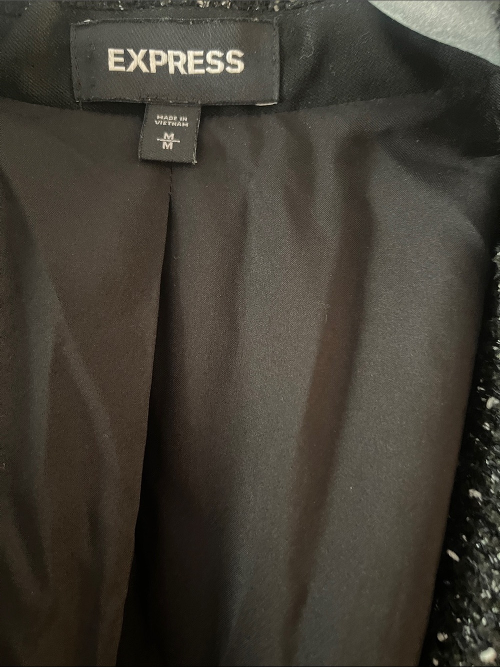 Express Black Speckled Tweed Cropped Blazer - Picture 2 of 6